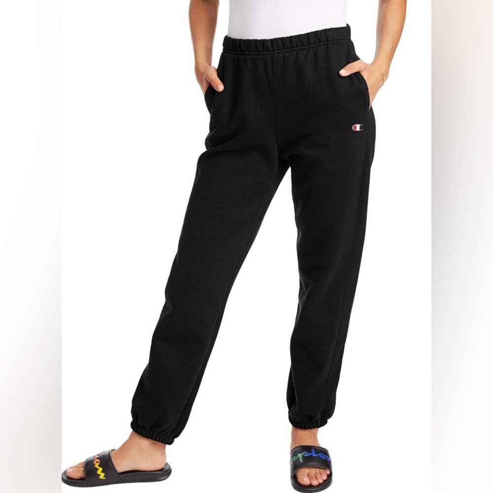Champion Black Track Pants with Elastic Cuffs